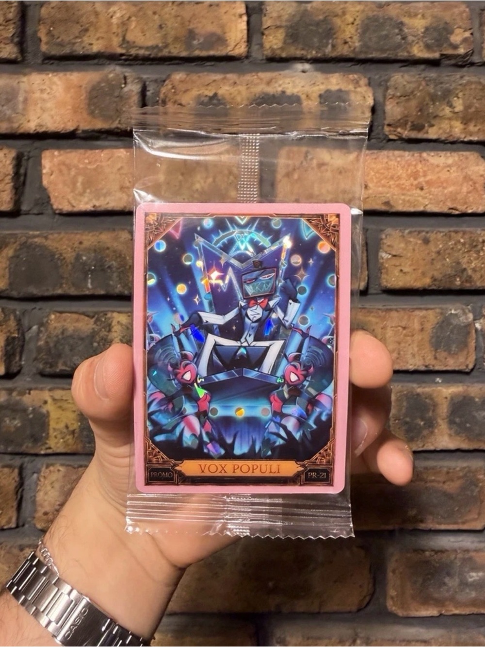 Hazbin Hotel Trading Cards Vox Populi Cracked Ice Promo Card (PR-21) IN HAND!!